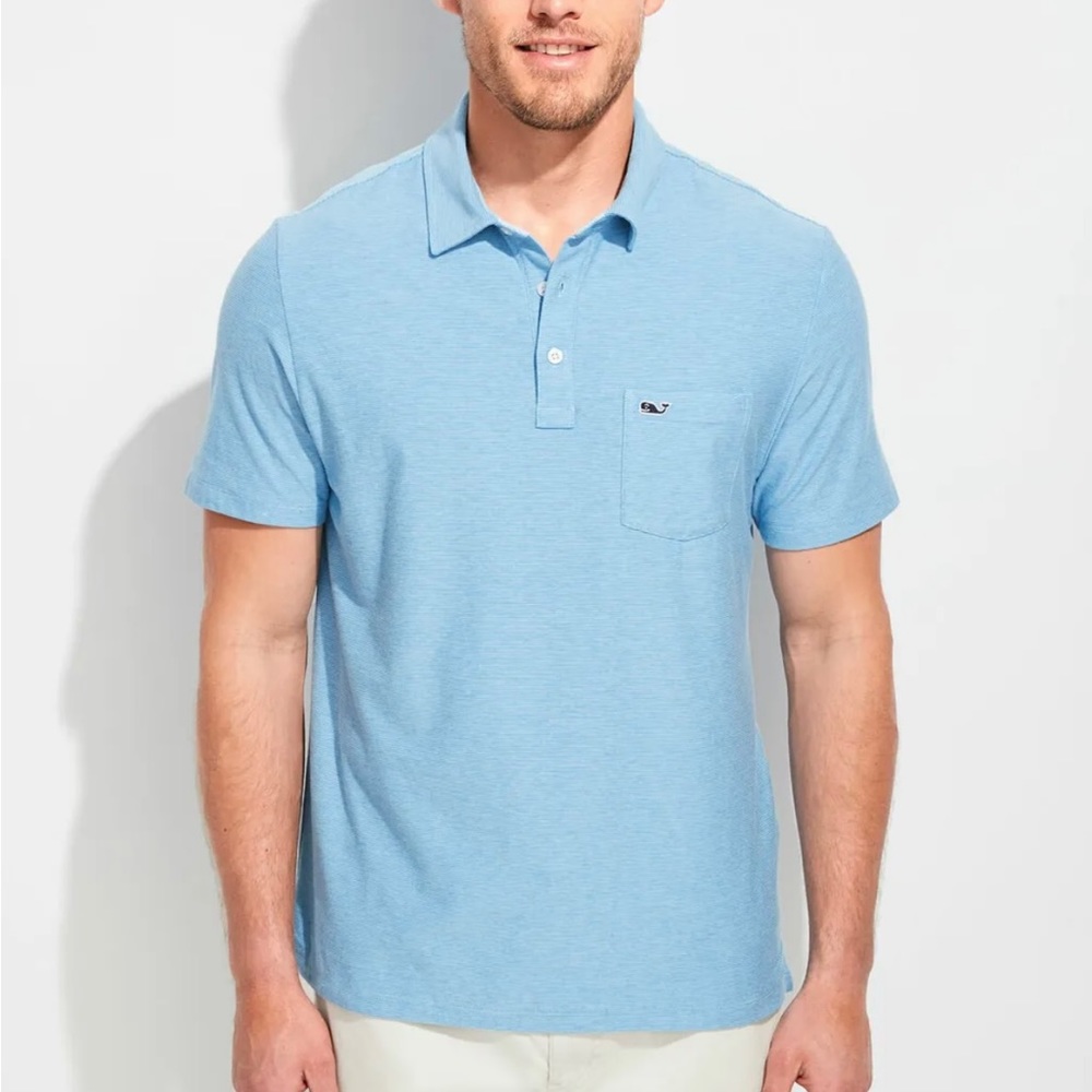 Vineyard vines men’s polo whale short sleeve shirt color blue size small